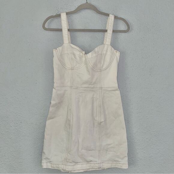 Reformation Dresses & Skirts - Reformation Nikki Bustier Denim Mini Dress Off White Color Size 4 Like New